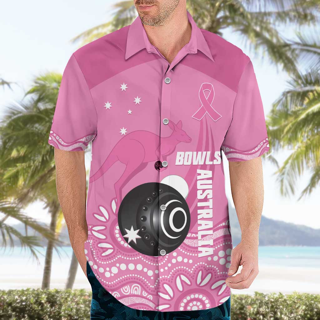 Custom Bowls Australia Breast Cancer Hawaiian Shirt Pink Ribbon Kangaroo Aboriginal Art - Aussie Hoodie