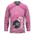 Custom Bowls Australia Breast Cancer Hockey Jersey Pink Ribbon Kangaroo Aboriginal Art - Aussie Hoodie