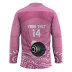 Custom Bowls Australia Breast Cancer Hockey Jersey Pink Ribbon Kangaroo Aboriginal Art - Aussie Hoodie