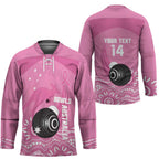 Custom Bowls Australia Breast Cancer Hockey Jersey Pink Ribbon Kangaroo Aboriginal Art - Aussie Hoodie