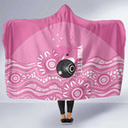 Custom Bowls Australia Breast Cancer Hooded Blanket Pink Ribbon Kangaroo Aboriginal Art - Aussie Hoodie