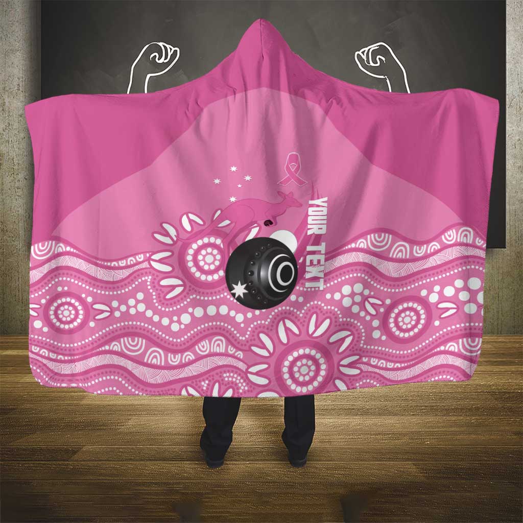 Custom Bowls Australia Breast Cancer Hooded Blanket Pink Ribbon Kangaroo Aboriginal Art - Aussie Hoodie