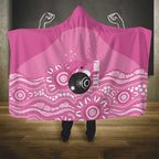 Custom Bowls Australia Breast Cancer Hooded Blanket Pink Ribbon Kangaroo Aboriginal Art - Aussie Hoodie