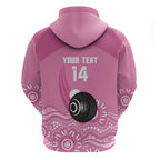 Custom Bowls Australia Breast Cancer Hoodie Pink Ribbon Kangaroo Aboriginal Art - Aussie Hoodie