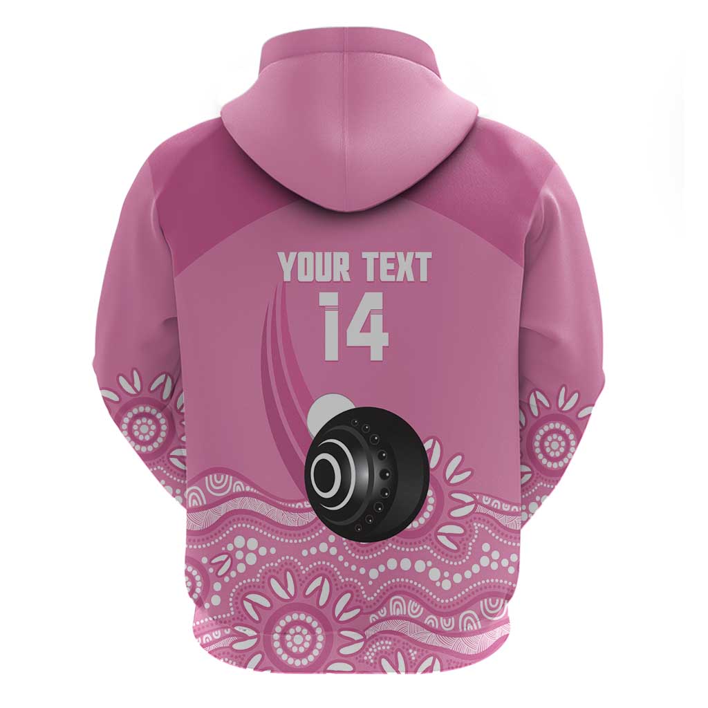 Custom Bowls Australia Breast Cancer Hoodie Pink Ribbon Kangaroo Aboriginal Art - Aussie Hoodie