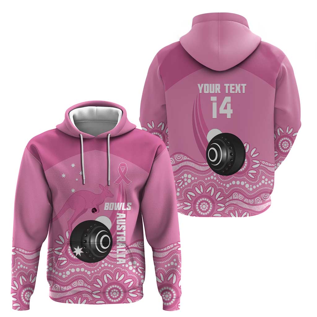Custom Bowls Australia Breast Cancer Hoodie Pink Ribbon Kangaroo Aboriginal Art - Aussie Hoodie