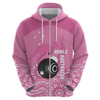 Custom Bowls Australia Breast Cancer Hoodie Pink Ribbon Kangaroo Aboriginal Art - Aussie Hoodie