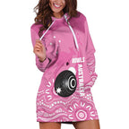 Custom Bowls Australia Breast Cancer Hoodie Dress Pink Ribbon Kangaroo Aboriginal Art - Aussie Hoodie