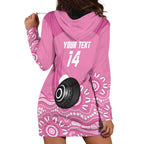 Custom Bowls Australia Breast Cancer Hoodie Dress Pink Ribbon Kangaroo Aboriginal Art - Aussie Hoodie