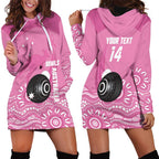 Custom Bowls Australia Breast Cancer Hoodie Dress Pink Ribbon Kangaroo Aboriginal Art - Aussie Hoodie