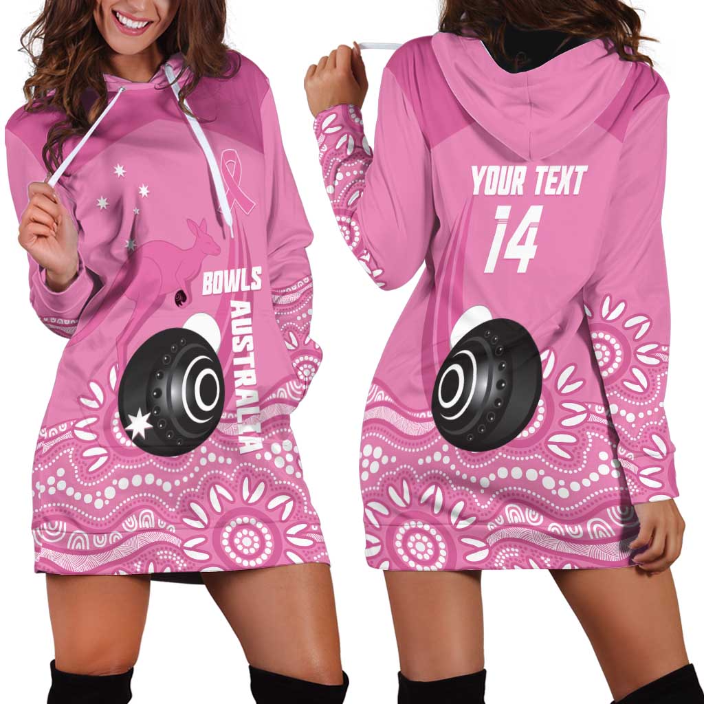 Custom Bowls Australia Breast Cancer Hoodie Dress Pink Ribbon Kangaroo Aboriginal Art - Aussie Hoodie