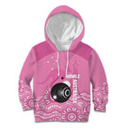 Custom Bowls Australia Breast Cancer Kid Hoodie Pink Ribbon Kangaroo Aboriginal Art - Aussie Hoodie