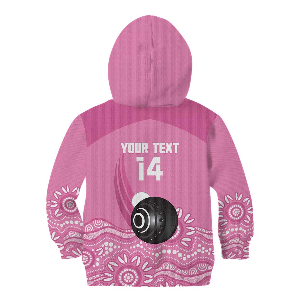 Custom Bowls Australia Breast Cancer Kid Hoodie Pink Ribbon Kangaroo Aboriginal Art - Aussie Hoodie