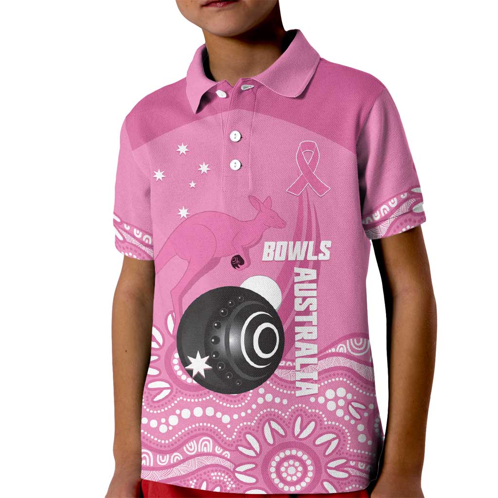 Custom Bowls Australia Breast Cancer Kid Polo Shirt Pink Ribbon Kangaroo Aboriginal Art - Aussie Hoodie