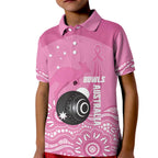 Custom Bowls Australia Breast Cancer Kid Polo Shirt Pink Ribbon Kangaroo Aboriginal Art - Aussie Hoodie