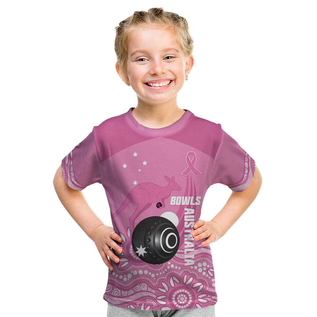 Custom Bowls Australia Breast Cancer Kid T Shirt Pink Ribbon Kangaroo Aboriginal Art - Aussie Hoodie