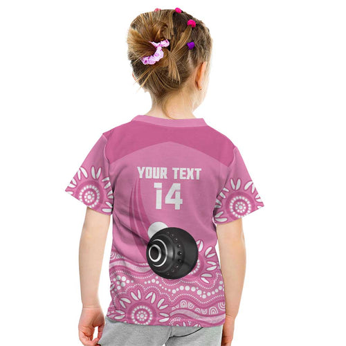 Custom Bowls Australia Breast Cancer Kid T Shirt Pink Ribbon Kangaroo Aboriginal Art - Aussie Hoodie