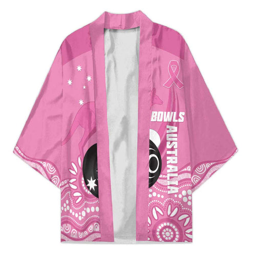 Custom Bowls Australia Breast Cancer Kimono Pink Ribbon Kangaroo Aboriginal Art - Aussie Hoodie