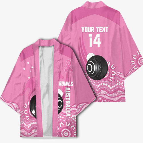 Custom Bowls Australia Breast Cancer Kimono Pink Ribbon Kangaroo Aboriginal Art - Aussie Hoodie