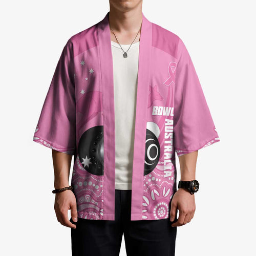 Custom Bowls Australia Breast Cancer Kimono Pink Ribbon Kangaroo Aboriginal Art - Aussie Hoodie