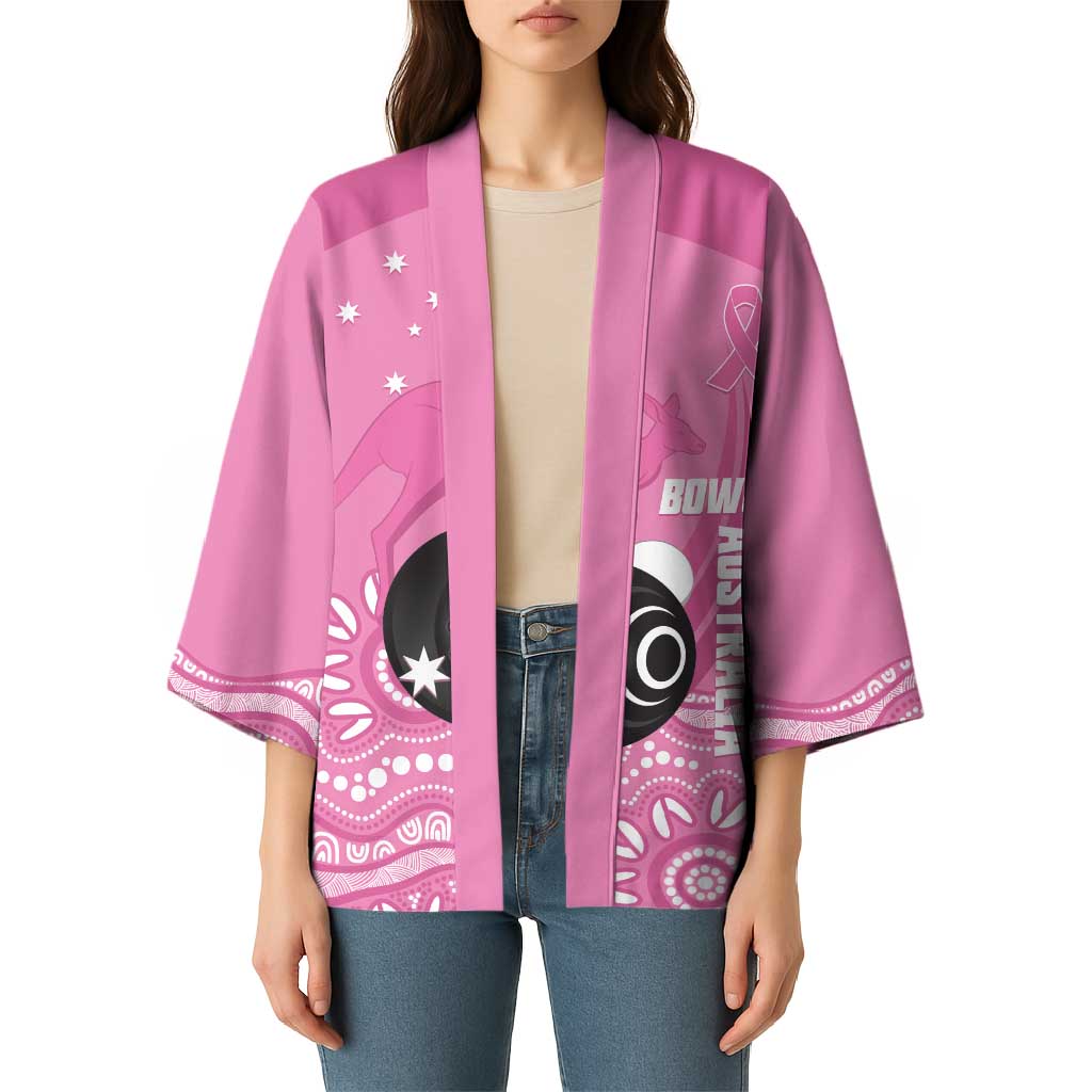 Custom Bowls Australia Breast Cancer Kimono Pink Ribbon Kangaroo Aboriginal Art - Aussie Hoodie