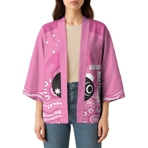Custom Bowls Australia Breast Cancer Kimono Pink Ribbon Kangaroo Aboriginal Art - Aussie Hoodie