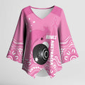 Custom Bowls Australia Breast Cancer Kimono Sleeve Blouse Pink Ribbon Kangaroo Aboriginal Art - Aussie Hoodie