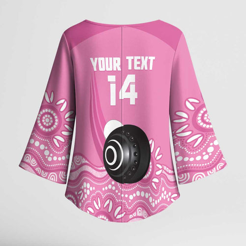 Custom Bowls Australia Breast Cancer Kimono Sleeve Blouse Pink Ribbon Kangaroo Aboriginal Art - Aussie Hoodie