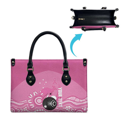Custom Bowls Australia Breast Cancer Leather Bag Pink Ribbon Kangaroo Aboriginal Art - Aussie Hoodie