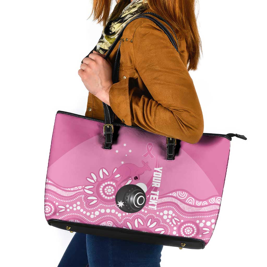 Custom Bowls Australia Breast Cancer Leather Tote Bag Pink Ribbon Kangaroo Aboriginal Art - Aussie Hoodie