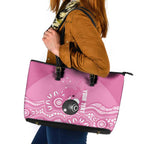 Custom Bowls Australia Breast Cancer Leather Tote Bag Pink Ribbon Kangaroo Aboriginal Art - Aussie Hoodie