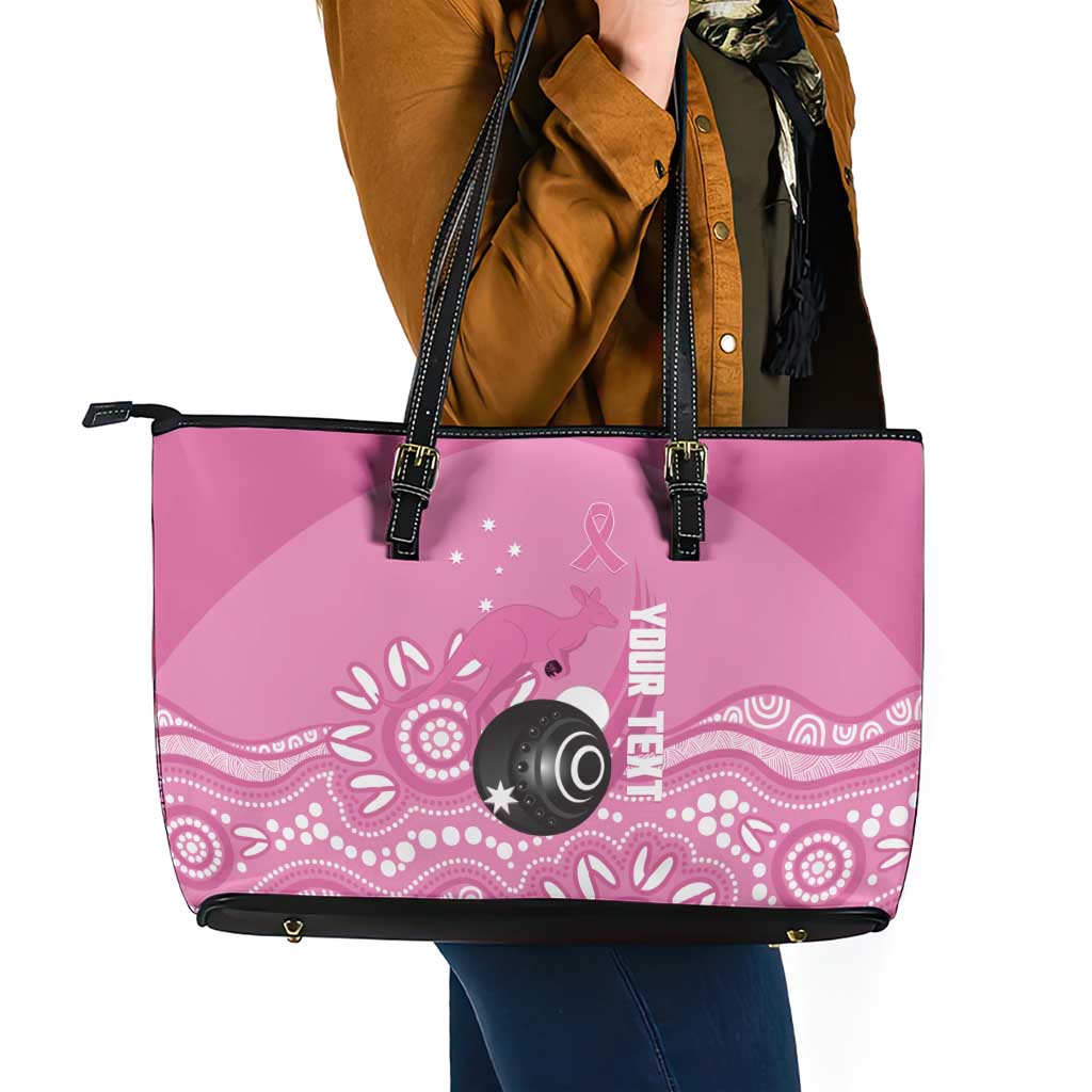 Custom Bowls Australia Breast Cancer Leather Tote Bag Pink Ribbon Kangaroo Aboriginal Art - Aussie Hoodie