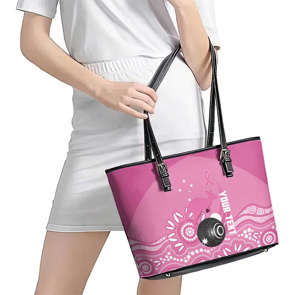 Custom Bowls Australia Breast Cancer Leather Tote Bag Pink Ribbon Kangaroo Aboriginal Art - Aussie Hoodie