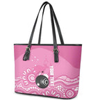 Custom Bowls Australia Breast Cancer Leather Tote Bag Pink Ribbon Kangaroo Aboriginal Art - Aussie Hoodie