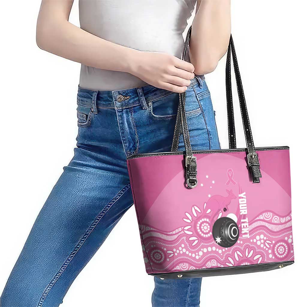 Custom Bowls Australia Breast Cancer Leather Tote Bag Pink Ribbon Kangaroo Aboriginal Art - Aussie Hoodie