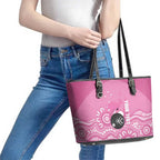 Custom Bowls Australia Breast Cancer Leather Tote Bag Pink Ribbon Kangaroo Aboriginal Art - Aussie Hoodie