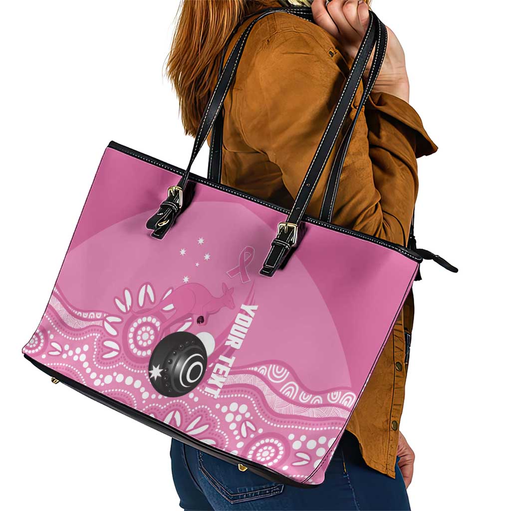 Custom Bowls Australia Breast Cancer Leather Tote Bag Pink Ribbon Kangaroo Aboriginal Art - Aussie Hoodie