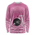 Custom Bowls Australia Breast Cancer Long Sleeve Shirt Pink Ribbon Kangaroo Aboriginal Art - Aussie Hoodie