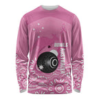 Custom Bowls Australia Breast Cancer Long Sleeve Shirt Pink Ribbon Kangaroo Aboriginal Art - Aussie Hoodie
