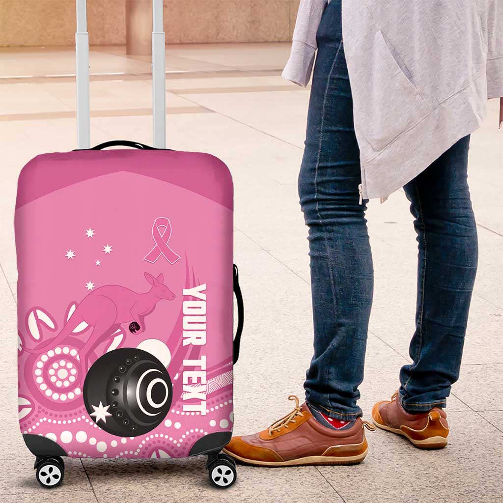 Custom Bowls Australia Breast Cancer Luggage Cover Pink Ribbon Kangaroo Aboriginal Art - Aussie Hoodie