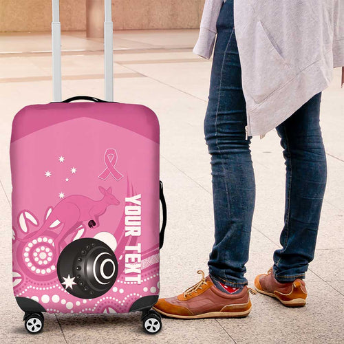 Custom Bowls Australia Breast Cancer Luggage Cover Pink Ribbon Kangaroo Aboriginal Art - Aussie Hoodie