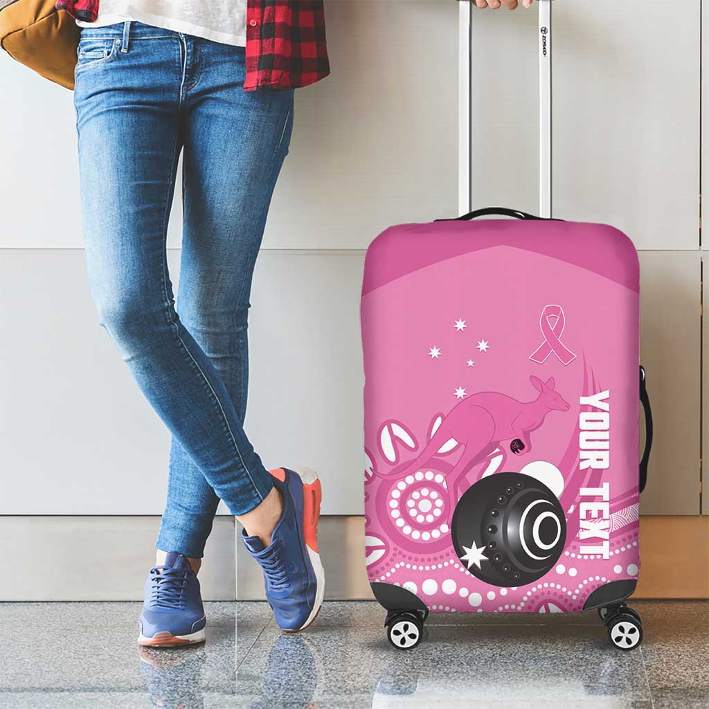 Custom Bowls Australia Breast Cancer Luggage Cover Pink Ribbon Kangaroo Aboriginal Art - Aussie Hoodie