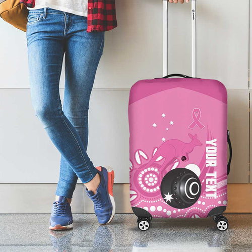 Custom Bowls Australia Breast Cancer Luggage Cover Pink Ribbon Kangaroo Aboriginal Art - Aussie Hoodie