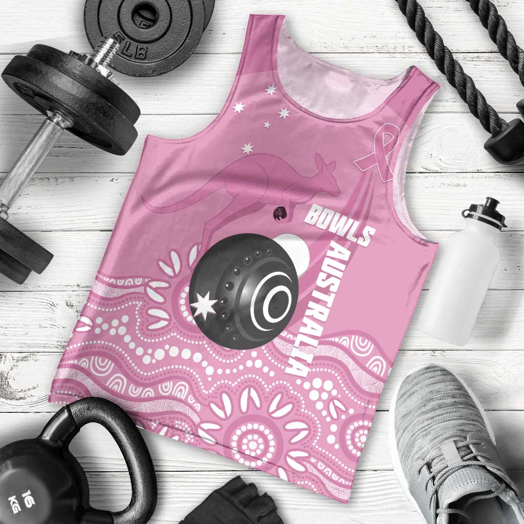 Custom Bowls Australia Breast Cancer Men Tank Top Pink Ribbon Kangaroo Aboriginal Art - Aussie Hoodie