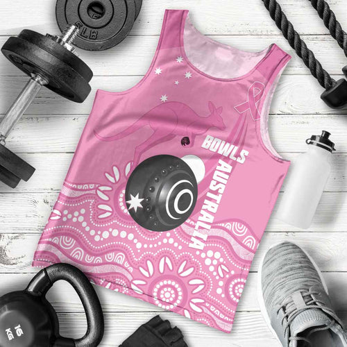 Custom Bowls Australia Breast Cancer Men Tank Top Pink Ribbon Kangaroo Aboriginal Art - Aussie Hoodie