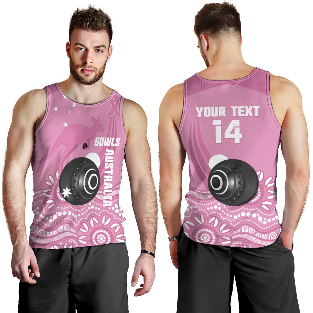 Custom Bowls Australia Breast Cancer Men Tank Top Pink Ribbon Kangaroo Aboriginal Art - Aussie Hoodie