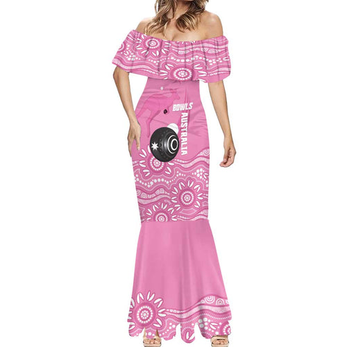 Custom Bowls Australia Breast Cancer Mermaid Dress Pink Ribbon Kangaroo Aboriginal Art - Aussie Hoodie