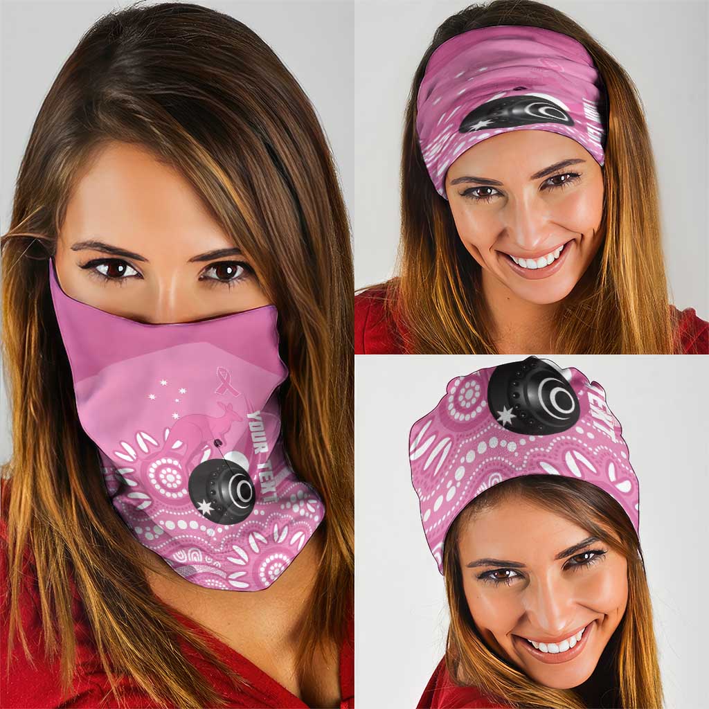 Custom Bowls Australia Breast Cancer Neck Gaiter Pink Ribbon Kangaroo Aboriginal Art - Aussie Hoodie