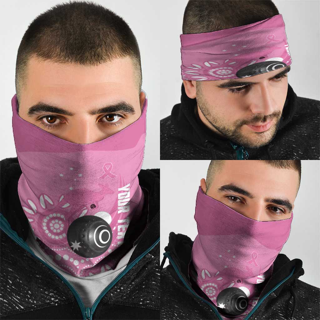 Custom Bowls Australia Breast Cancer Neck Gaiter Pink Ribbon Kangaroo Aboriginal Art - Aussie Hoodie