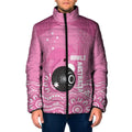 Custom Bowls Australia Breast Cancer Padded Jacket Pink Ribbon Kangaroo Aboriginal Art - Aussie Hoodie